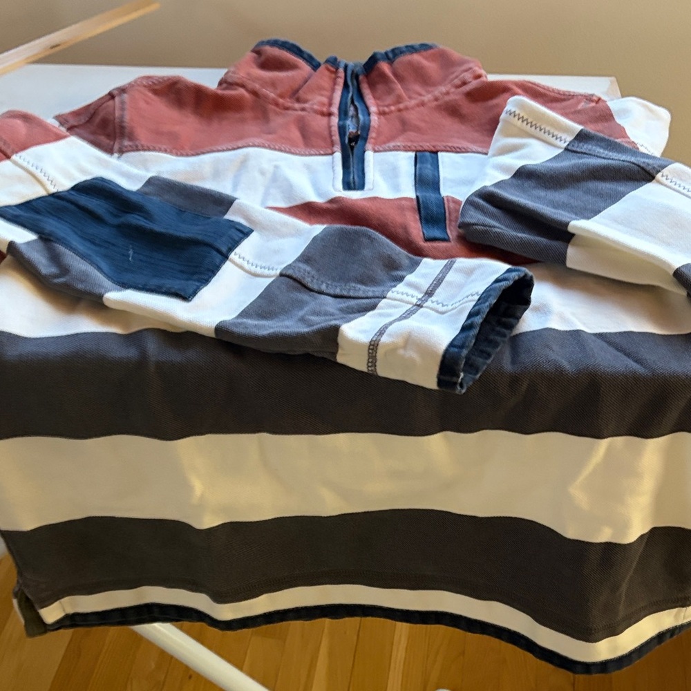 Fat Face Navy and Brown Quarter-Zip Jacket